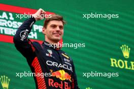 Race winner Max Verstappen (NLD) Red Bull Racing celebrates on the podium. 02.07.2023. Formula 1 World Championship, Rd 10, Austrian Grand Prix, Spielberg, Austria, Race Day.
