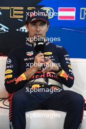 Sergio Perez (MEX) Red Bull Racing in the post race FIA Press Conference. 02.07.2023. Formula 1 World Championship, Rd 10, Austrian Grand Prix, Spielberg, Austria, Race Day.
