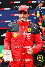 Carlos Sainz Jr (ESP) Ferrari celebrates his third place in Sprint. 01.07.2023. Formula 1 World Championship, Rd 10, Austrian Grand Prix, Spielberg, Austria, Sprint Day.
