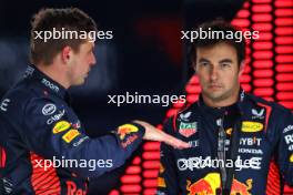 (L to R): Sergio Perez (MEX) Red Bull Racing with team mate Sergio Perez (MEX) Red Bull Racing in Sprint Parc ferme. 01.07.2023. Formula 1 World Championship, Rd 10, Austrian Grand Prix, Spielberg, Austria, Sprint Day.