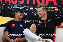 (L to R): Nyck de Vries (NLD) AlphaTauri and Nico Hulkenberg (GER) Haas F1 Team in the FIA Press Conference. 29.06.2023. Formula 1 World Championship, Rd 10, Austrian Grand Prix, Spielberg, Austria, Preparation Day.