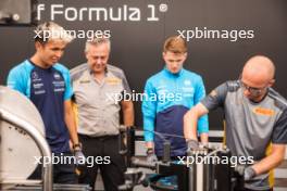 (L to R): Alexander Albon (THA) Williams Racing with Mario Isola (ITA) Pirelli Racing Manager and Logan Sargeant (USA) Williams Racing. 29.06.2023. Formula 1 World Championship, Rd 10, Austrian Grand Prix, Spielberg, Austria, Preparation Day.