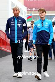 (L to R): Alexander Albon (THA) Williams Racing with Logan Sargeant (USA) Williams Racing. 28.04.2023. Formula 1 World Championship, Rd 4, Azerbaijan Grand Prix, Baku Street Circuit, Azerbaijan, Qualifying Day.