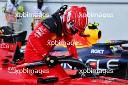 Pole sitter Charles Leclerc (MON) Ferrari SF-23 in qualifying parc ferme. 28.04.2023. Formula 1 World Championship, Rd 4, Azerbaijan Grand Prix, Baku Street Circuit, Azerbaijan, Qualifying Day.