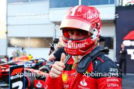 Charles Leclerc (MON) Ferrari celebrates his pole position in qualifying parc ferme. 28.04.2023. Formula 1 World Championship, Rd 4, Azerbaijan Grand Prix, Baku Street Circuit, Azerbaijan, Qualifying Day.