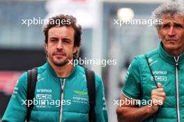 (L to R): Fernando Alonso (ESP) Aston Martin F1 Team with Edoardo Bendinelli (ITA) Aston Martin F1 Team Personal Trainer. 28.04.2023. Formula 1 World Championship, Rd 4, Azerbaijan Grand Prix, Baku Street Circuit, Azerbaijan, Qualifying Day.