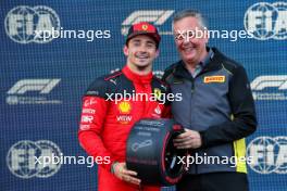 (L to R): Charles Leclerc (MON) Ferrari receives the Pirelli Pole Position Award from Mario Isola (ITA) Pirelli Racing Manager. 28.04.2023. Formula 1 World Championship, Rd 4, Azerbaijan Grand Prix, Baku Street Circuit, Azerbaijan, Qualifying Day.