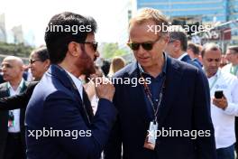(L to R): Mohammed Bin Sulayem (UAE) FIA President with Jean-Frederic Dufour, Rolex CEO on the grid. 30.04.2023. Formula 1 World Championship, Rd 4, Azerbaijan Grand Prix, Baku Street Circuit, Azerbaijan, Race Day.