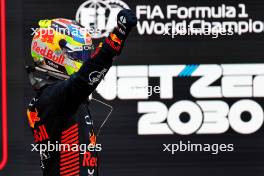 Race winner Sergio Perez (MEX) Red Bull Racing celebrates in parc ferme. 30.04.2023. Formula 1 World Championship, Rd 4, Azerbaijan Grand Prix, Baku Street Circuit, Azerbaijan, Race Day.