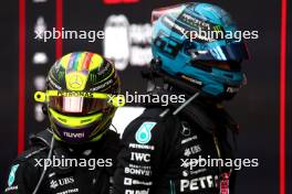 (L to R): Lewis Hamilton (GBR) Mercedes AMG F1 and George Russell (GBR) Mercedes AMG F1 in parc ferme. 30.04.2023. Formula 1 World Championship, Rd 4, Azerbaijan Grand Prix, Baku Street Circuit, Azerbaijan, Race Day.