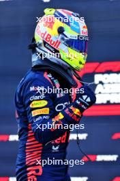 Sprint winner Sergio Perez (MEX) Red Bull Racing celebrates in parc ferme. 29.04.2023. Formula 1 World Championship, Rd 4, Azerbaijan Grand Prix, Baku Street Circuit, Azerbaijan, Sprint Day.