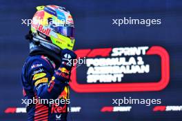 Sprint winner Sergio Perez (MEX) Red Bull Racing celebrates in parc ferme. 29.04.2023. Formula 1 World Championship, Rd 4, Azerbaijan Grand Prix, Baku Street Circuit, Azerbaijan, Sprint Day.