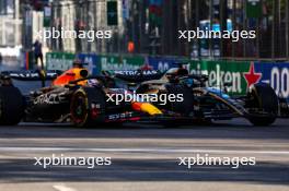 Max Verstappen (NLD), Red Bull Racing and George Russell (GBR), Mercedes AMG F1  29.04.2023. Formula 1 World Championship, Rd 4, Azerbaijan Grand Prix, Baku Street Circuit, Azerbaijan, Sprint Day.