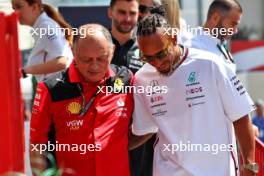 (L to R): Frederic Vasseur (FRA) Ferrari Team Principal with Lewis Hamilton (GBR) Mercedes AMG F1. 29.04.2023. Formula 1 World Championship, Rd 4, Azerbaijan Grand Prix, Baku Street Circuit, Azerbaijan, Sprint Day.