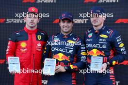 Sprint race top three in parc ferme (L to R): Charles Leclerc (MON) Ferrari, second; Sergio Perez (MEX) Red Bull Racing, winner; Max Verstappen (NLD) Red Bull Racing, third. 29.04.2023. Formula 1 World Championship, Rd 4, Azerbaijan Grand Prix, Baku Street Circuit, Azerbaijan, Sprint Day.