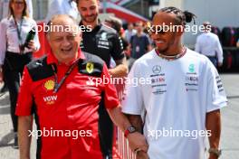 (L to R): Frederic Vasseur (FRA) Ferrari Team Principal with Lewis Hamilton (GBR) Mercedes AMG F1. 29.04.2023. Formula 1 World Championship, Rd 4, Azerbaijan Grand Prix, Baku Street Circuit, Azerbaijan, Sprint Day.