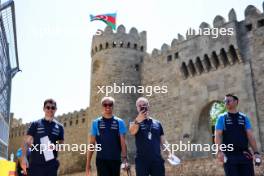 Alexander Albon (THA) Williams Racing walks the circuit with James Urwin (GBR) Williams Racing Race Engineer and the team. 27.04.2023. Formula 1 World Championship, Rd 4, Azerbaijan Grand Prix, Baku Street Circuit, Azerbaijan, Preparation Day.
