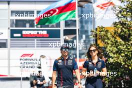 (L to R): Sergio Perez (MEX) Red Bull Racing with Alice Hedworth (GBR) Red Bull Racing Communications Manager. 27.04.2023. Formula 1 World Championship, Rd 4, Azerbaijan Grand Prix, Baku Street Circuit, Azerbaijan, Preparation Day.