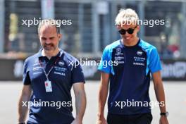 Alexander Albon (THA) Williams Racing walks the circuit with James Urwin (GBR) Williams Racing Race Engineer. 27.04.2023. Formula 1 World Championship, Rd 4, Azerbaijan Grand Prix, Baku Street Circuit, Azerbaijan, Preparation Day.