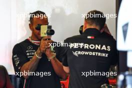 Lewis Hamilton (GBR) Mercedes AMG F1 with a film camera. 27.04.2023. Formula 1 World Championship, Rd 4, Azerbaijan Grand Prix, Baku Street Circuit, Azerbaijan, Preparation Day.