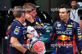 (L to R): Pole sitter Max Verstappen (NLD) Red Bull Racing in qualifying parc ferme with third placed team mate Sergio Perez (MEX) Red Bull Racing. 28.07.2023. Formula 1 World Championship, Rd 13, Belgian Grand Prix, Spa Francorchamps, Belgium, Qualifying Day.