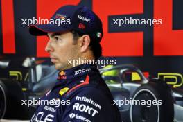 Sergio Perez (MEX) Red Bull Racing in the post qualifying FIA Press Conference. 28.07.2023. Formula 1 World Championship, Rd 13, Belgian Grand Prix, Spa Francorchamps, Belgium, Qualifying Day.