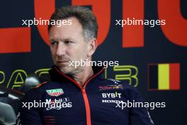Christian Horner (GBR) Red Bull Racing Team Principal in the FIA Press Conference. 28.07.2023. Formula 1 World Championship, Rd 13, Belgian Grand Prix, Spa Francorchamps, Belgium, Qualifying Day.