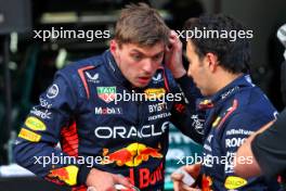 (L to R): Pole sitter Max Verstappen (NLD) Red Bull Racing in qualifying parc ferme with third placed team mate Sergio Perez (MEX) Red Bull Racing. 28.07.2023. Formula 1 World Championship, Rd 13, Belgian Grand Prix, Spa Francorchamps, Belgium, Qualifying Day.
