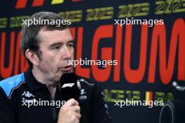 Bruno Famin (FRA) Alpine Motorsports Vice President in the FIA Press Conference. 28.07.2023. Formula 1 World Championship, Rd 13, Belgian Grand Prix, Spa Francorchamps, Belgium, Qualifying Day.