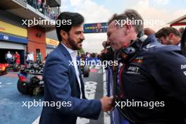 (L to R): Mohammed Bin Sulayem (UAE) FIA President with Christian Horner (GBR) Red Bull Racing Team Principal in parc ferme. 30.07.2023. Formula 1 World Championship, Rd 13, Belgian Grand Prix, Spa Francorchamps, Belgium, Race Day.