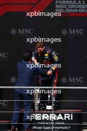 Race winner Max Verstappen (NLD) Red Bull Racing celebrates on the podium with Mohammed Bin Sulayem (UAE) FIA President. 30.07.2023. Formula 1 World Championship, Rd 13, Belgian Grand Prix, Spa Francorchamps, Belgium, Race Day.
