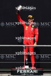 Charles Leclerc (MON) Ferrari celebrates his third position on the podium. 30.07.2023. Formula 1 World Championship, Rd 13, Belgian Grand Prix, Spa Francorchamps, Belgium, Race Day.