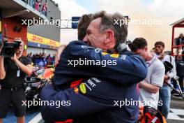 Race winner Max Verstappen (NLD) Red Bull Racing celebrates with Christian Horner (GBR) Red Bull Racing Team Principal in parc ferme. 30.07.2023. Formula 1 World Championship, Rd 13, Belgian Grand Prix, Spa Francorchamps, Belgium, Race Day.