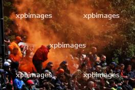Circuit atmosphere - fans with orange flares. 30.07.2023. Formula 1 World Championship, Rd 13, Belgian Grand Prix, Spa Francorchamps, Belgium, Race Day.