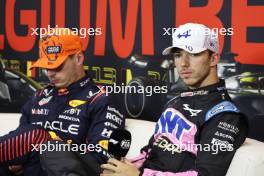 (L to R): Max Verstappen (NLD) Red Bull Racing and Pierre Gasly (FRA) Alpine F1 Team in the post Sprint FIA Press Conference. 29.07.2023. Formula 1 World Championship, Rd 13, Belgian Grand Prix, Spa Francorchamps, Belgium, Sprint Day.
