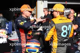 (L to R): Max Verstappen (NLD) Red Bull Racing with Oscar Piastri (AUS) McLaren in Sprint parc ferme. 29.07.2023. Formula 1 World Championship, Rd 13, Belgian Grand Prix, Spa Francorchamps, Belgium, Sprint Day.