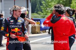 (L to R): Max Verstappen (NLD) Red Bull Racing, first position, in Sprint Qualifying parc ferme with Carlos Sainz Jr (ESP) Ferrari. 29.07.2023. Formula 1 World Championship, Rd 13, Belgian Grand Prix, Spa Francorchamps, Belgium, Sprint Day.