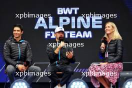 (L to R): Esteban Ocon (FRA) Alpine F1 Team; Pierre Gasly (FRA) Alpine F1 Team; and Rosanna Tennant (GBR) F1 Presenter, on the FanZone Stage. 29.07.2023. Formula 1 World Championship, Rd 13, Belgian Grand Prix, Spa Francorchamps, Belgium, Sprint Day.