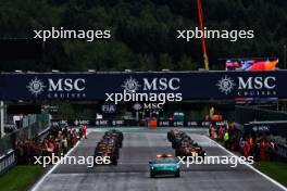 Max Verstappen (NLD) Red Bull Racing RB19 leads on the formation lap behind the Aston Martin FIA Safety Car. 29.07.2023. Formula 1 World Championship, Rd 13, Belgian Grand Prix, Spa Francorchamps, Belgium, Sprint Day.