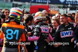Pierre Gasly (FRA) Alpine F1 Team celebrates his third position in Sprint parc ferme with the team. 29.07.2023. Formula 1 World Championship, Rd 13, Belgian Grand Prix, Spa Francorchamps, Belgium, Sprint Day.