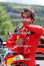 Third placed Carlos Sainz Jr (ESP) Ferrari in Sprint Qualifying parc ferme. 29.07.2023. Formula 1 World Championship, Rd 13, Belgian Grand Prix, Spa Francorchamps, Belgium, Sprint Day.