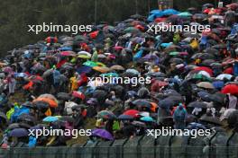 Circuit atmosphere - fans in the rain. 29.07.2023. Formula 1 World Championship, Rd 13, Belgian Grand Prix, Spa Francorchamps, Belgium, Sprint Day.