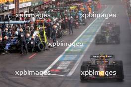 Sergio Perez (MEX) Red Bull Racing RB19 leaves the pits. 29.07.2023. Formula 1 World Championship, Rd 13, Belgian Grand Prix, Spa Francorchamps, Belgium, Sprint Day.