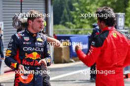 (L to R): Max Verstappen (NLD) Red Bull Racing, first position, in Sprint Qualifying parc ferme with Carlos Sainz Jr (ESP) Ferrari. 29.07.2023. Formula 1 World Championship, Rd 13, Belgian Grand Prix, Spa Francorchamps, Belgium, Sprint Day.