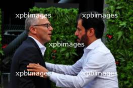 (L to R): Stefano Domenicali (ITA) Formula One President and CEO with Mohammed Bin Sulayem (UAE) FIA President. 30.07.2023. Formula 1 World Championship, Rd 13, Belgian Grand Prix, Spa Francorchamps, Belgium, Race Day.