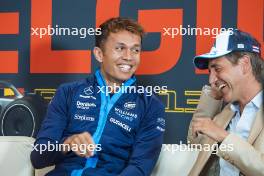 (L to R): Alexander Albon (THA) Williams Racing and Tom Clarkson (GBR) Journalist in the FIA Press Conference. 27.07.2023. Formula 1 World Championship, Rd 13, Belgian Grand Prix, Spa Francorchamps, Belgium, Preparation Day.