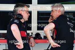 (L to R): Jan Monchaux (FRA) / (GER) Alfa Romeo F1 Team Technical Director with Alessandro Alunni Bravi (ITA) Alfa Romeo F1 Team Managing Director and Team Representative. 03.03.2023. Formula 1 World Championship, Rd 1, Bahrain Grand Prix, Sakhir, Bahrain, Practice Day