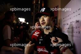 Zhou Guanyu (CHN) Alfa Romeo F1 Team with the media. 03.03.2023. Formula 1 World Championship, Rd 1, Bahrain Grand Prix, Sakhir, Bahrain, Practice Day