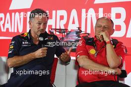 (L to R): Christian Horner (GBR) Red Bull Racing Team Principal and Frederic Vasseur (FRA) Ferrari Team Principal in the FIA Press Conference. 03.03.2023. Formula 1 World Championship, Rd 1, Bahrain Grand Prix, Sakhir, Bahrain, Practice Day