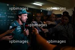 Fernando Alonso (ESP) Aston Martin F1 Team with the media. 03.03.2023. Formula 1 World Championship, Rd 1, Bahrain Grand Prix, Sakhir, Bahrain, Practice Day